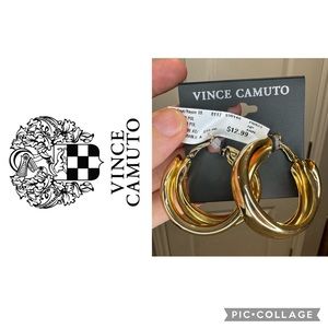 144 - Vince Camuto chunky costume jewelry gold hoops
